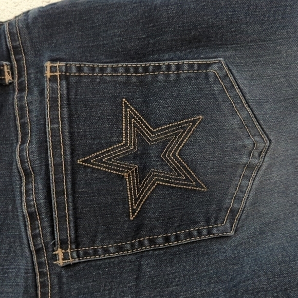 Y2K Tilt Micro Mini Jean Shorts Booty Shorts  2000's Star Embroidered - Picture 2 of 9